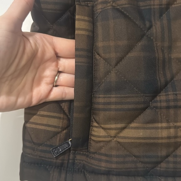 Lauren Ralph Lauren Brown Plaid Quilted Vest with Corduroy Accents | Siz… - Picture 4 of 8